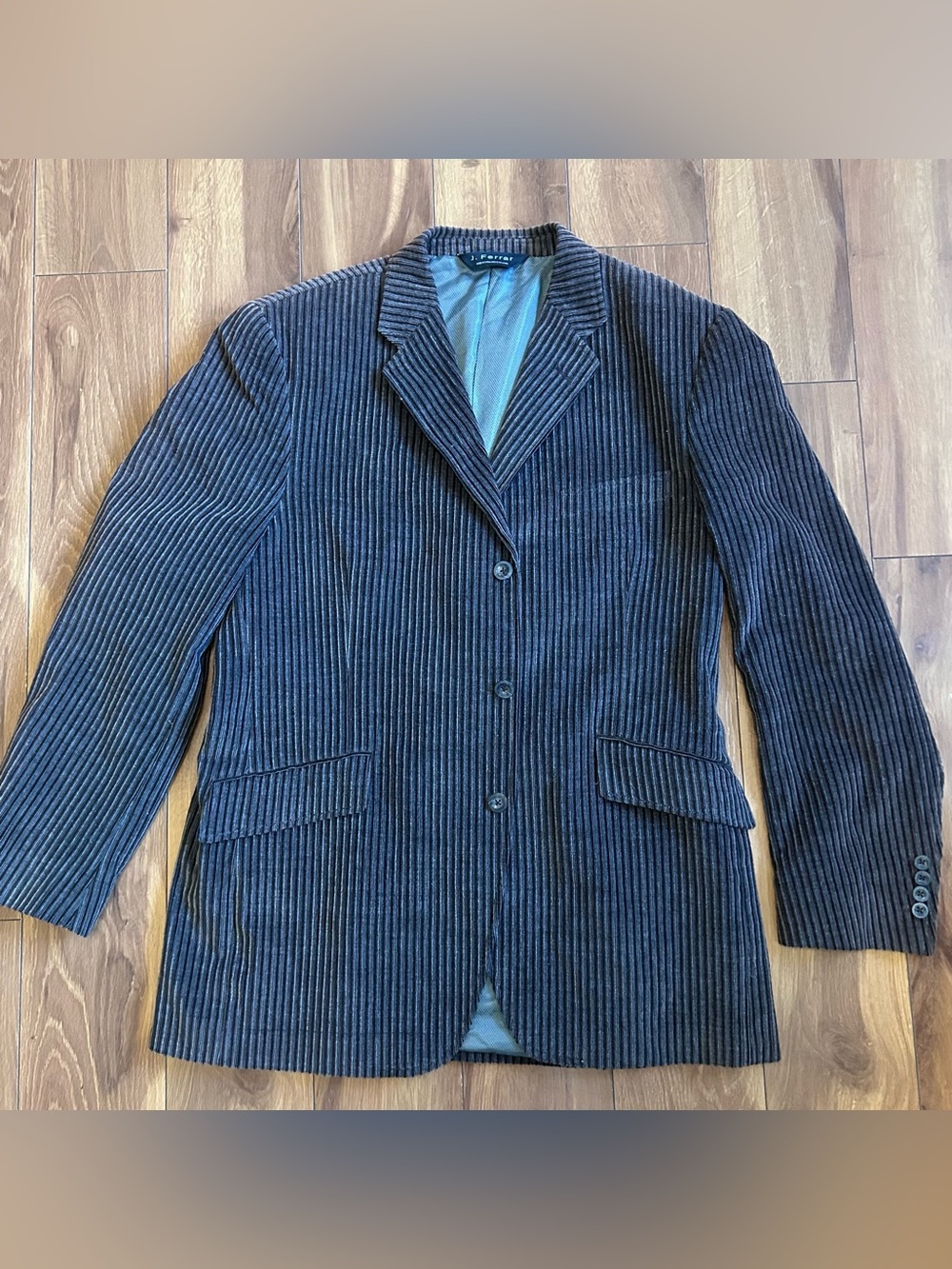 J. Ferrar Men’s Blazer Corduroy Pinstripe Suit XL Brown 3-Button Notch